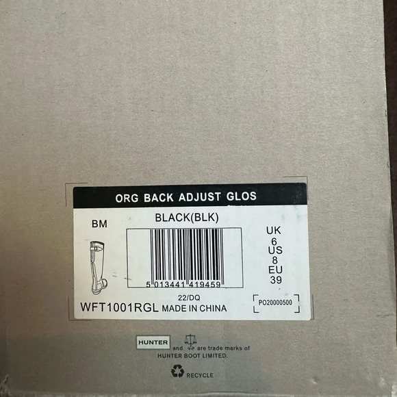 Hunter Original Tall Black Gloss Boots Women’s 8 - Picture 9 of 9